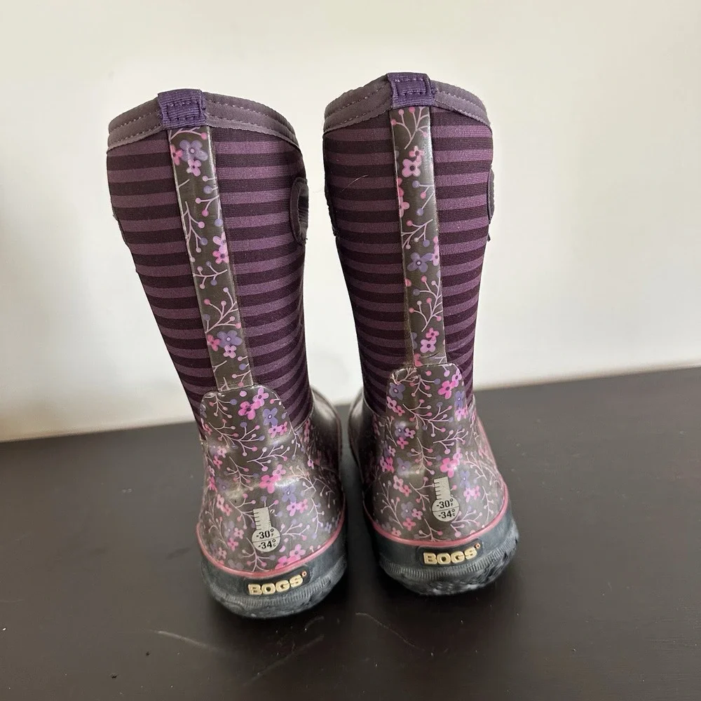 Bogs K ClscFlowersTR 71560-540 Rain Water Snow‎ -30F Boot Youth Girls 3